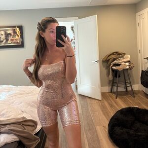 Fashion Nova Pink Sequin Romper